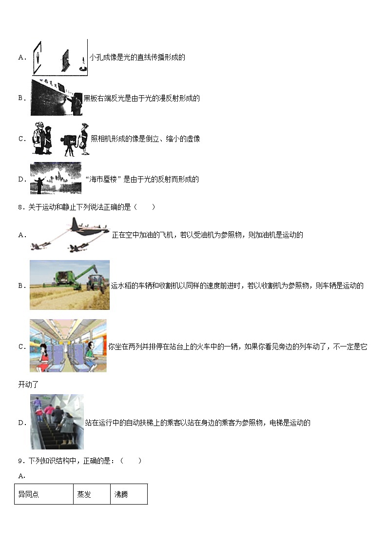 2023-2024学年山东省枣庄市中学区永安乡黄庄中学物理八年级第一学期期末监测模拟试题含答案03