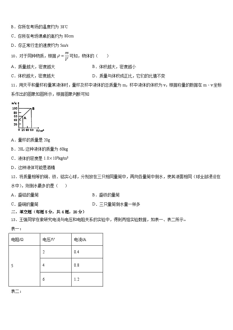 2023-2024学年山东省济南市高新区物理八年级第一学期期末质量检测试题含答案第3页