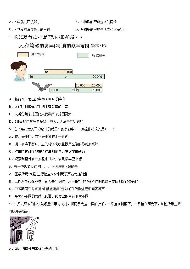 2023-2024学年山东省济宁市兖州区东方中学八上物理期末统考模拟试题含答案02