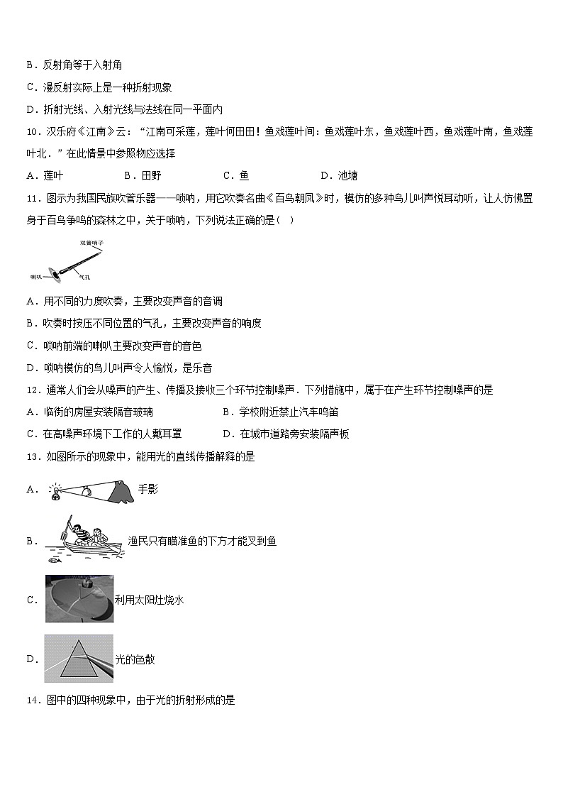2023-2024学年山东省淄博市博山八上物理期末教学质量检测模拟试题含答案第3页