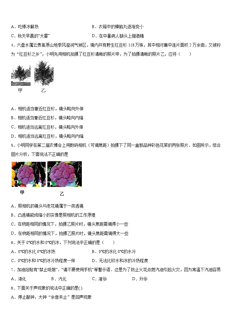 2023-2024学年山东省烟台市名校物理八上期末监测模拟试题含答案第2页