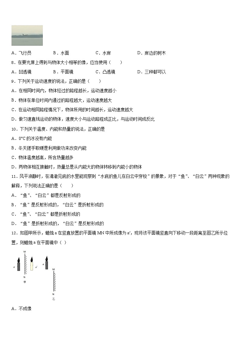 2023-2024学年山东省菏泽单县北城三中八上物理期末检测模拟试题含答案03