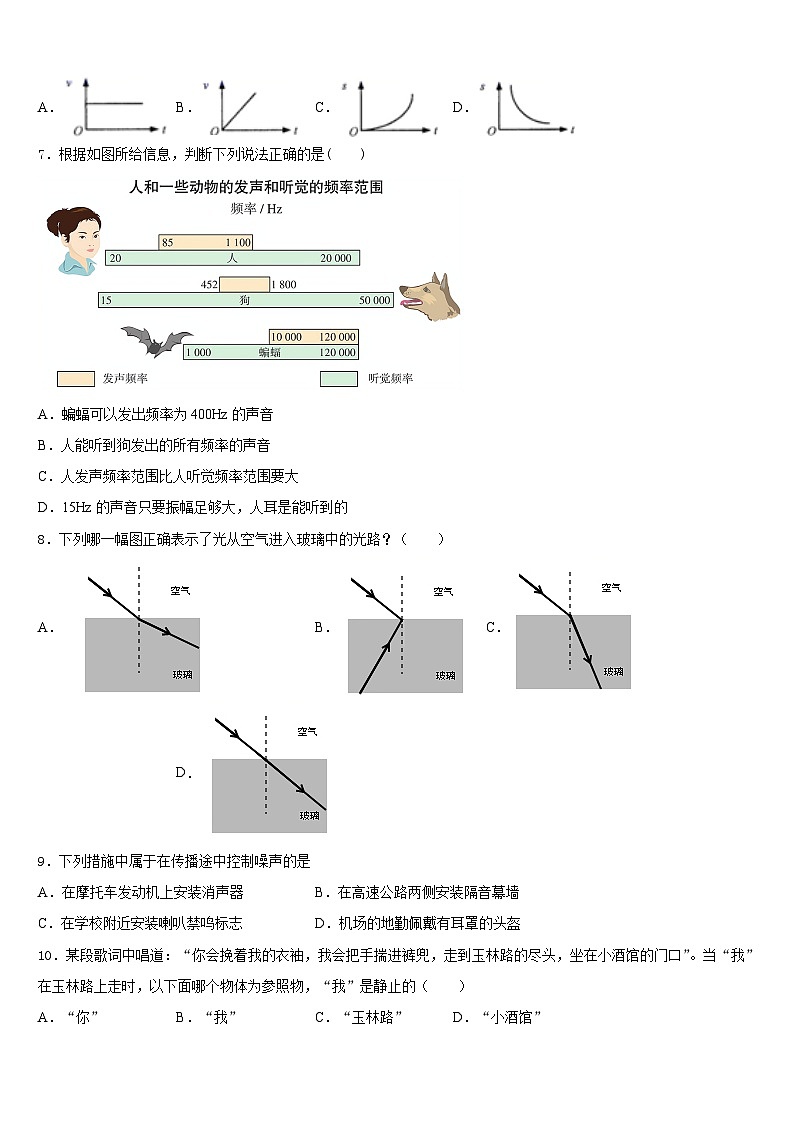 2023-2024学年山东省菏泽牡丹区六校联考物理八上期末综合测试试题含答案第2页