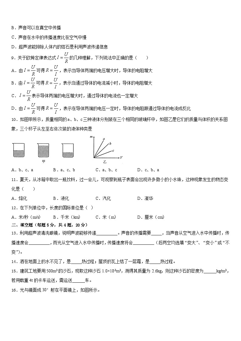 2023-2024学年山东省菏泽市牡丹区八年级物理第一学期期末综合测试模拟试题含答案03