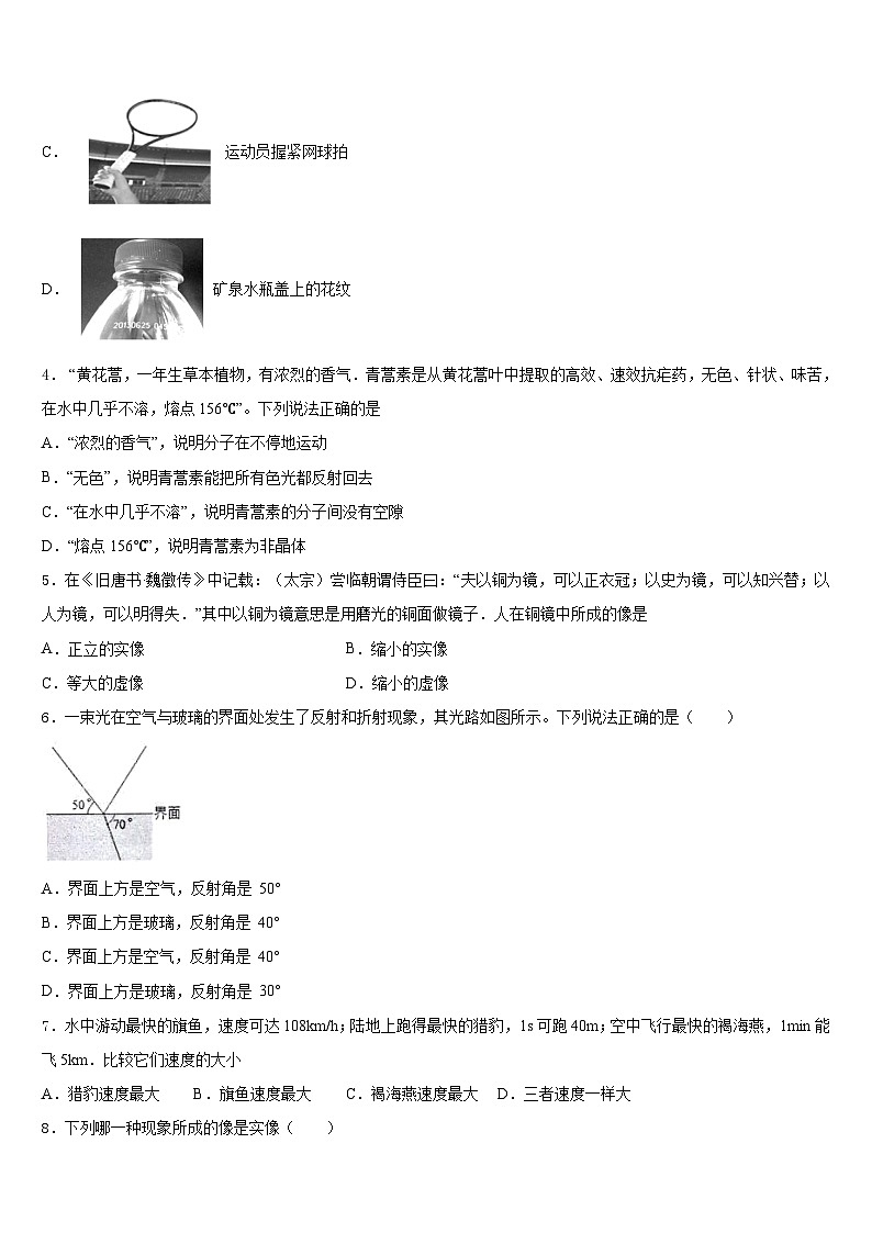 2023-2024学年山东省莱芜市实验学校物理八上期末考试模拟试题含答案02
