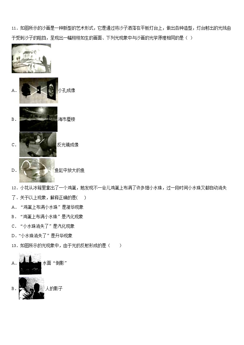 2023-2024学年山东省聊城市冠县东古城镇中学物理八年级第一学期期末检测试题含答案03