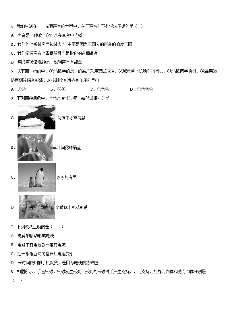 2023-2024学年山东省聊城阳谷县联考八年级物理第一学期期末质量检测模拟试题含答案第2页