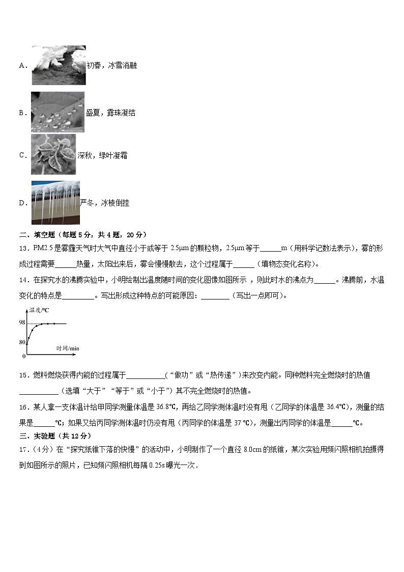 2023-2024学年山东省牡丹区王浩屯镇初级中学八上物理期末联考模拟试题含答案第3页
