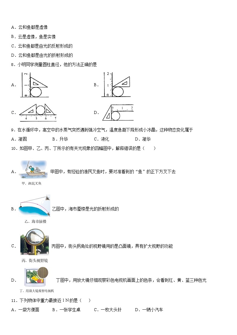 2023-2024学年山东省青岛市城阳九中学物理八上期末复习检测模拟试题含答案第3页