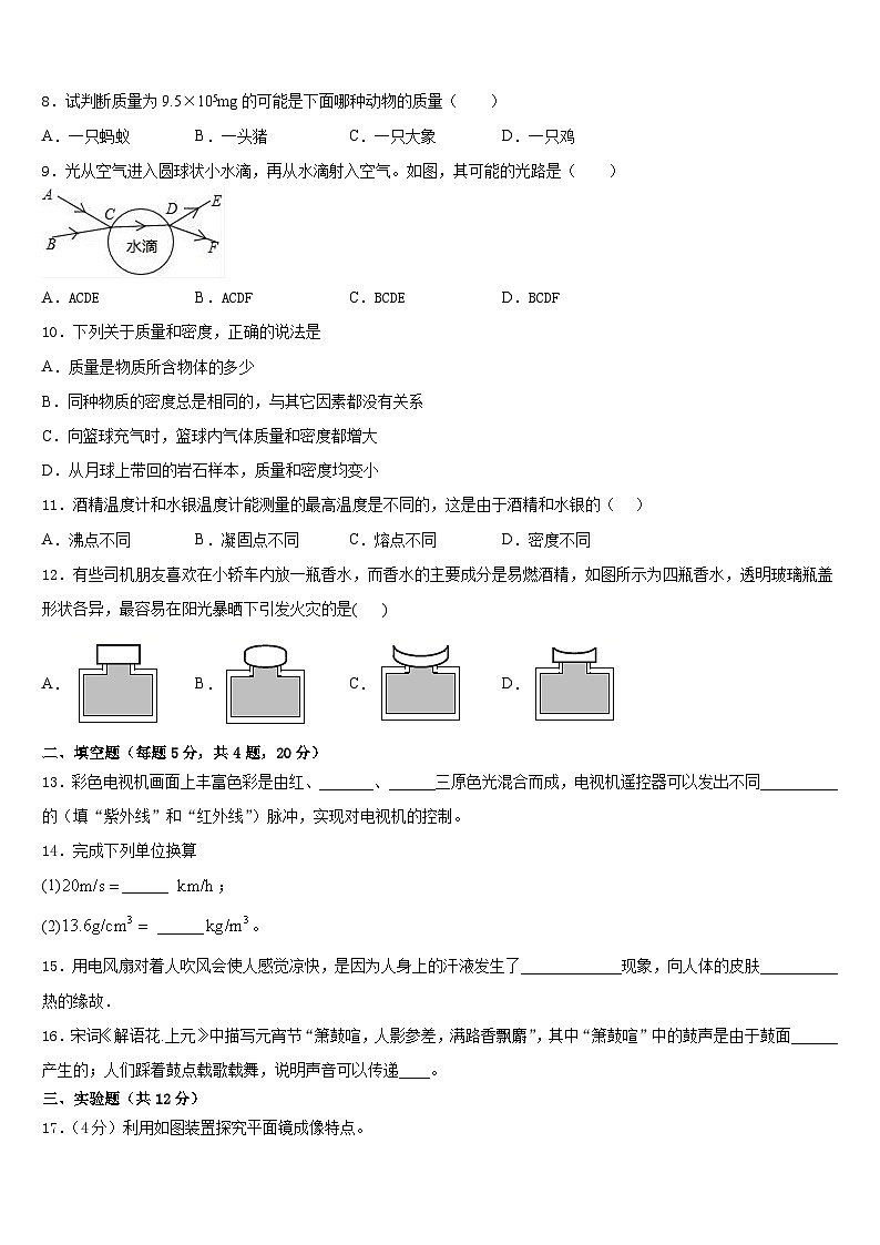 2023-2024学年山东省物理八上期末达标检测试题含答案第3页