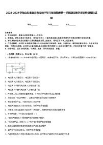 2023-2024学年山东省章丘市实验中学八年级物理第一学期期末教学质量检测模拟试题含答案