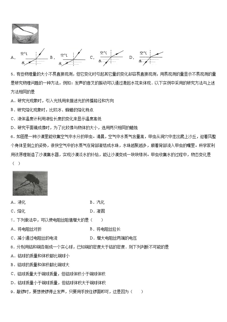 2023-2024学年山东省青岛市崂山三中学八上物理期末质量跟踪监视试题含答案02