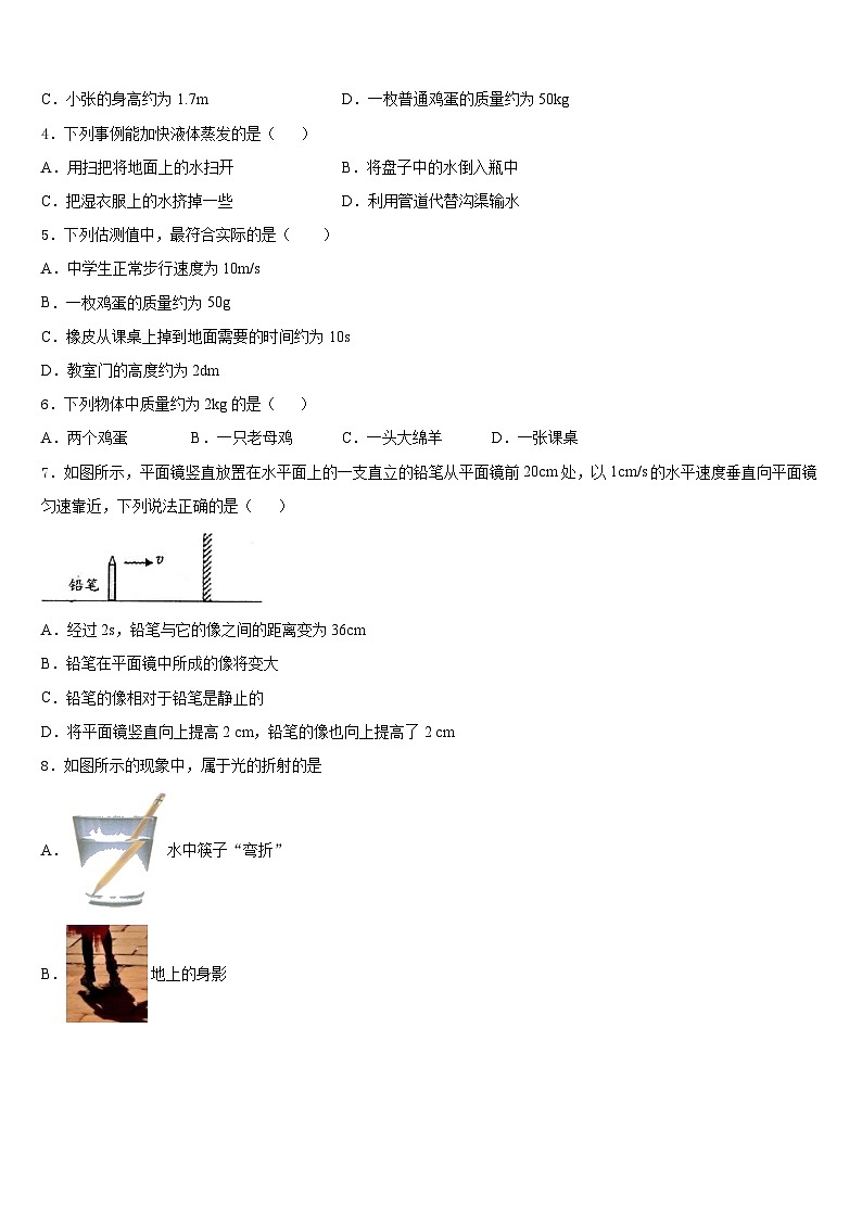 2023-2024学年山东省禹城市物理八上期末监测模拟试题含答案第2页