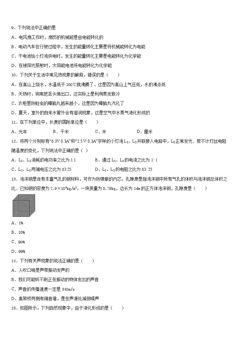 2023-2024学年山东省龙口市八上物理期末检测试题含答案03