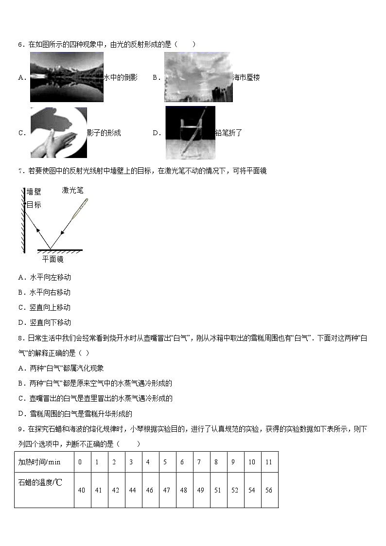 2023-2024学年山东省青岛开发区育才中学物理八年级第一学期期末统考试题含答案第2页