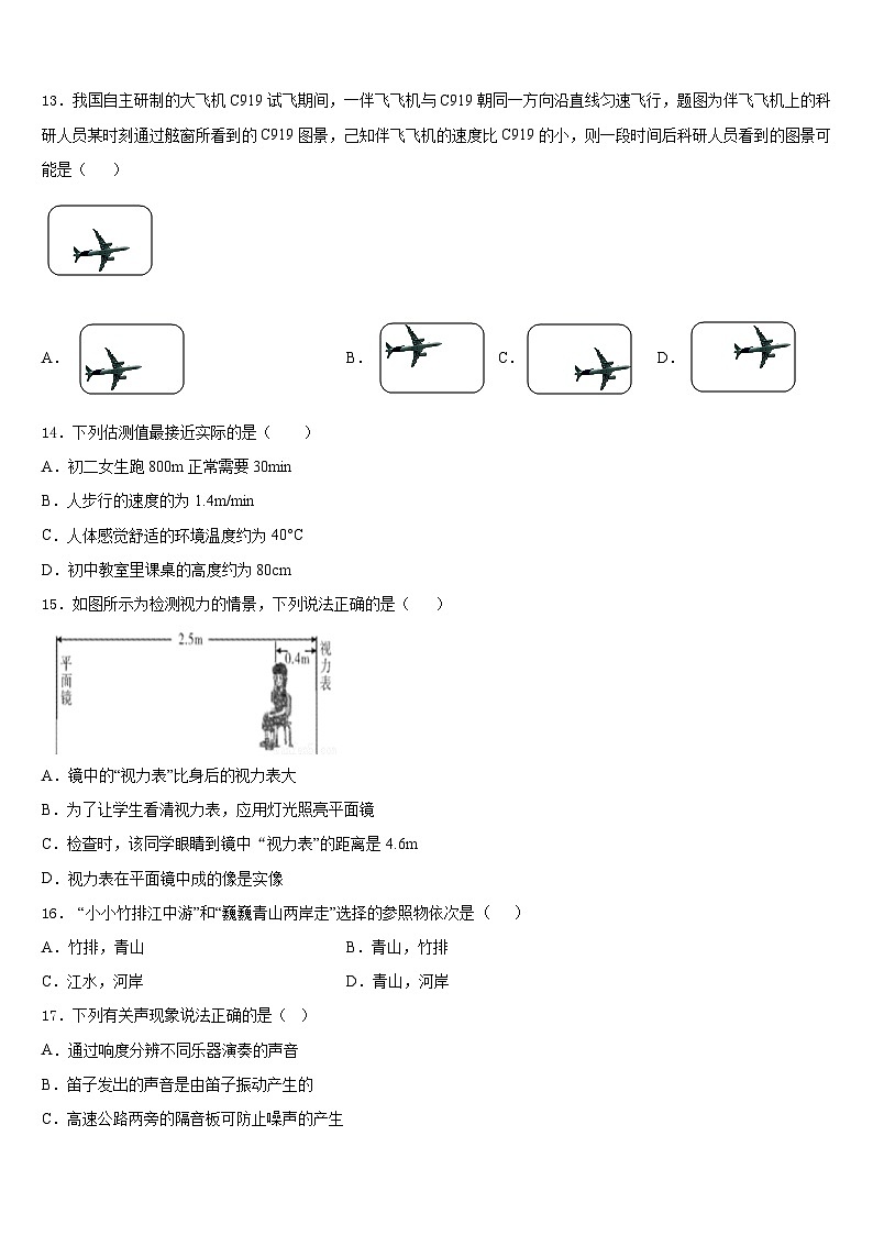 2023-2024学年山东省青岛市胶州市八上物理期末复习检测模拟试题含答案第3页