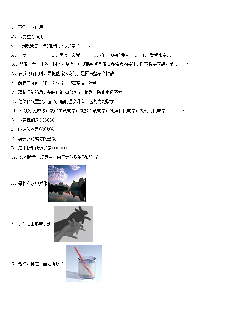 2023-2024学年山东省沂源县物理八年级第一学期期末学业水平测试试题含答案第3页