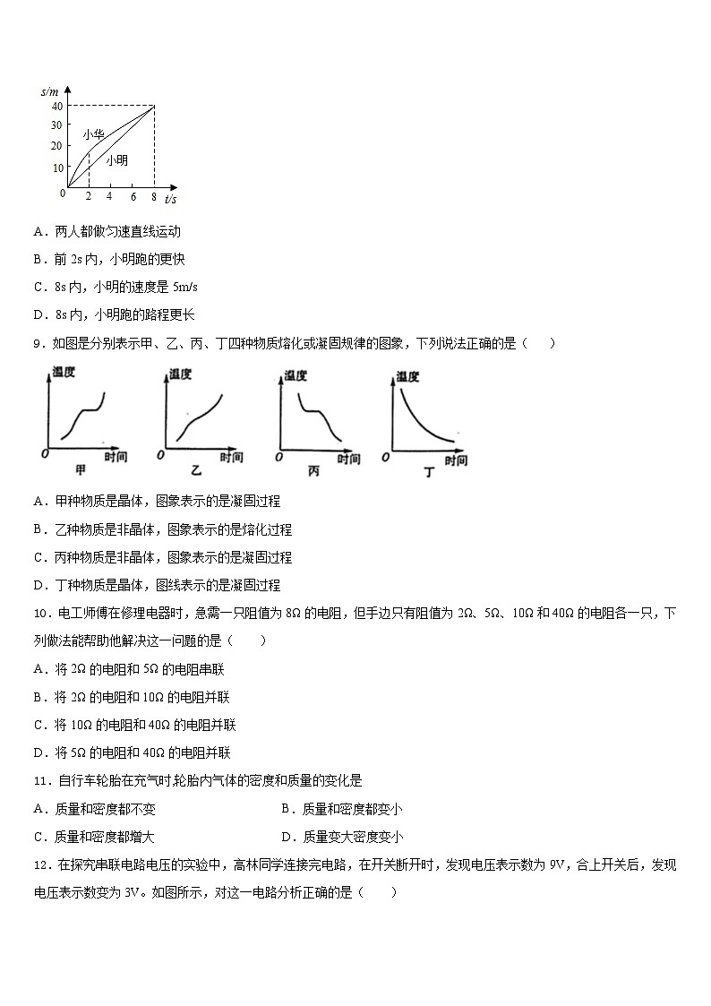 2023-2024学年山西省临汾市物理八上期末达标检测试题含答案03