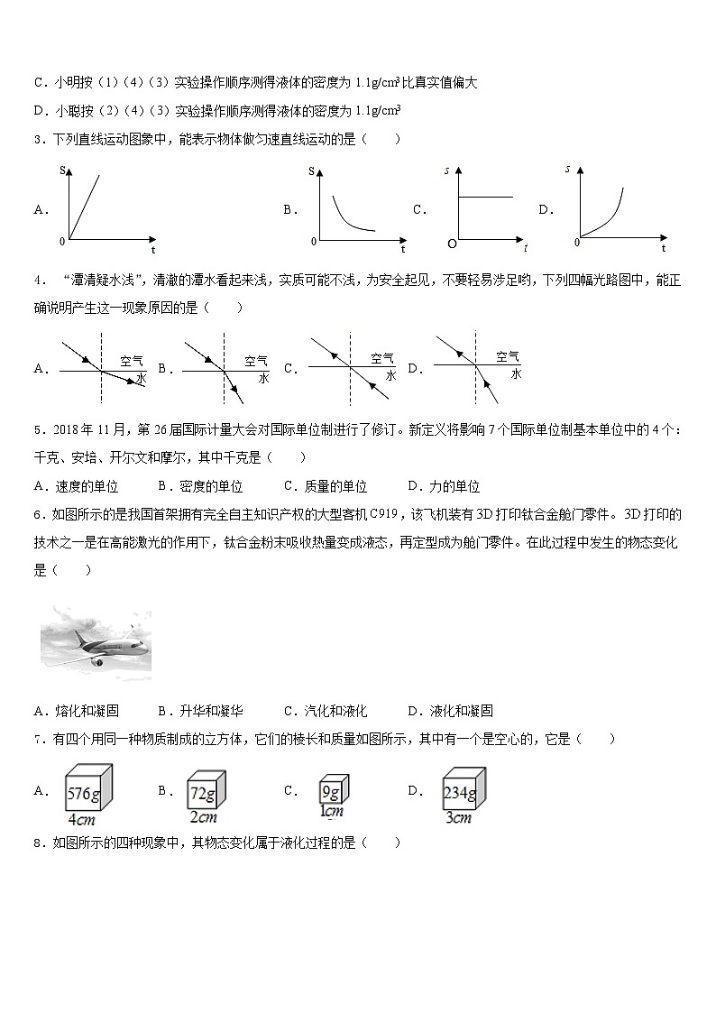 2023-2024学年山西省朔州市八上物理期末监测模拟试题含答案第2页