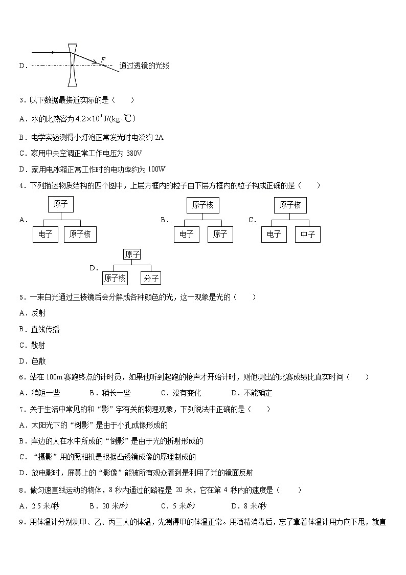 2023-2024学年广东省北京师范大广州实验学校物理八上期末达标测试试题含答案第2页