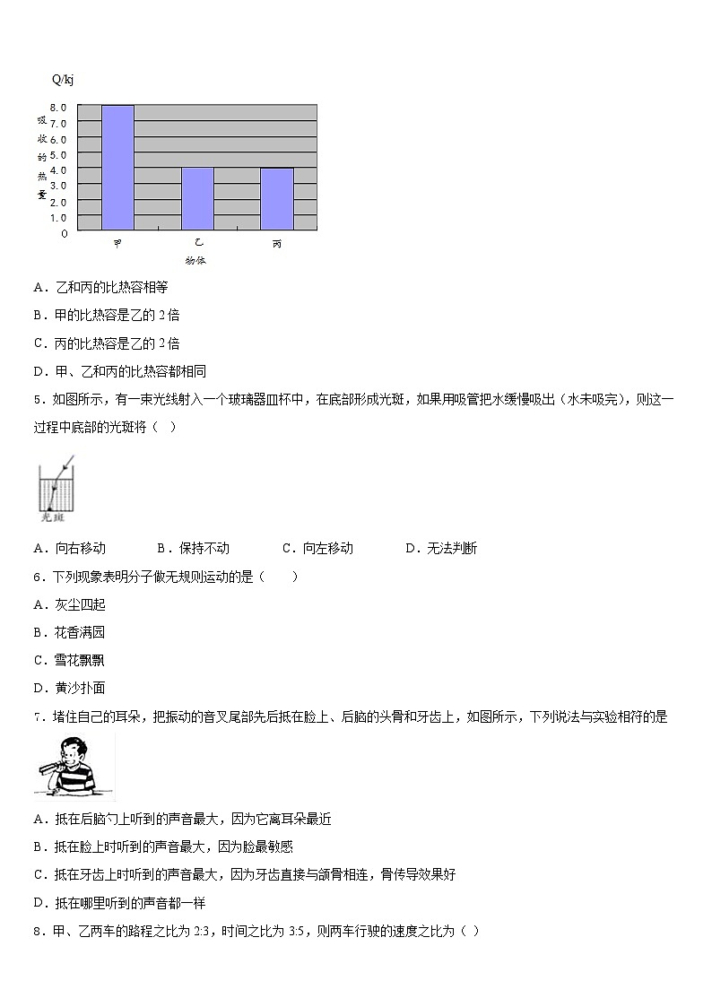 2023-2024学年广东省东莞市黄江育英初级中学物理八年级第一学期期末联考试题含答案第2页