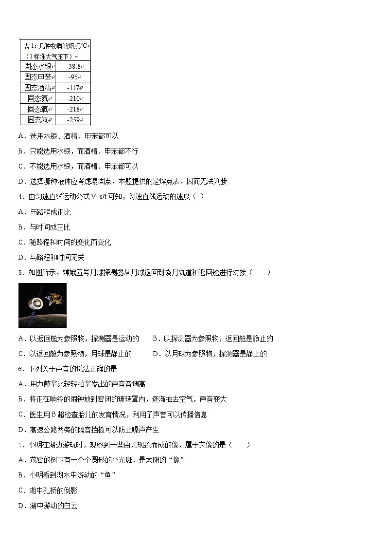 2023-2024学年广东省东莞市石碣丽江学校八年级物理第一学期期末监测模拟试题含答案第2页