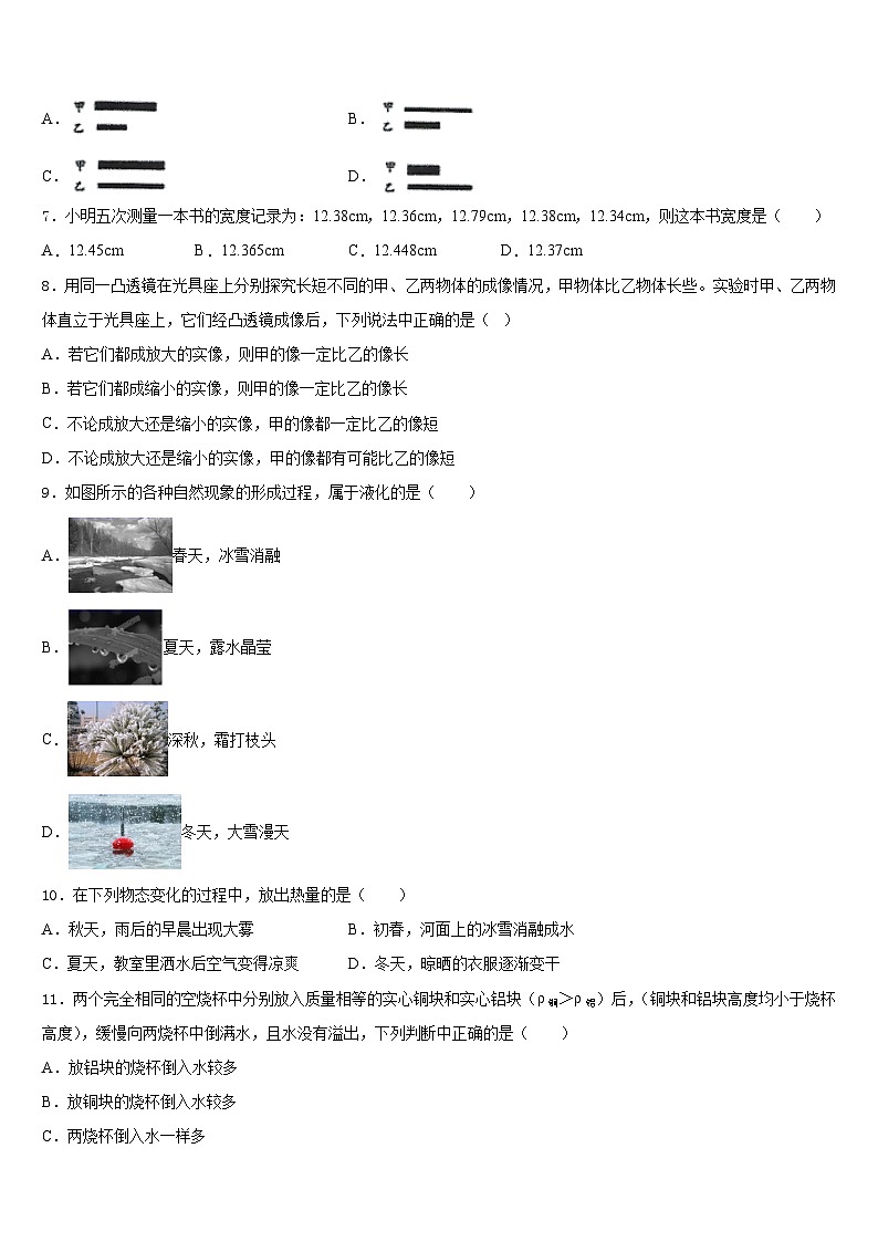 2023-2024学年广东省东莞市四海教育集团六校联考物理八上期末统考模拟试题含答案第3页