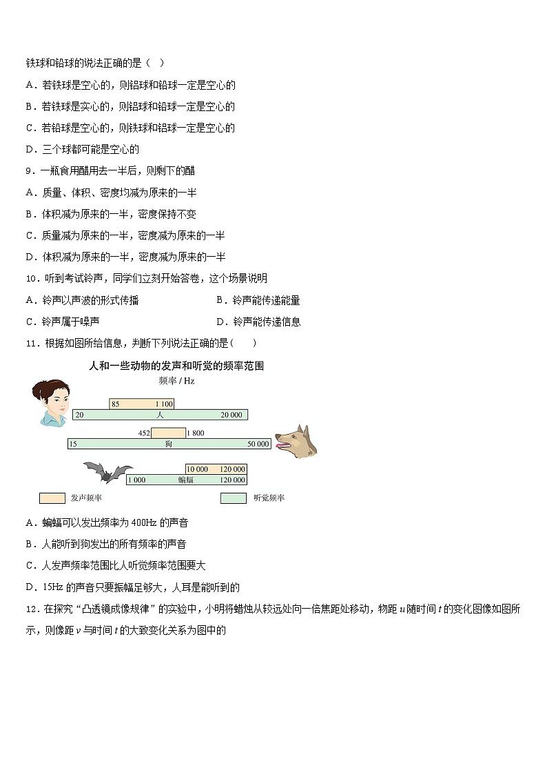 2023-2024学年广东省佛山市顺德区容桂中学物理八年级第一学期期末质量跟踪监视模拟试题含答案03
