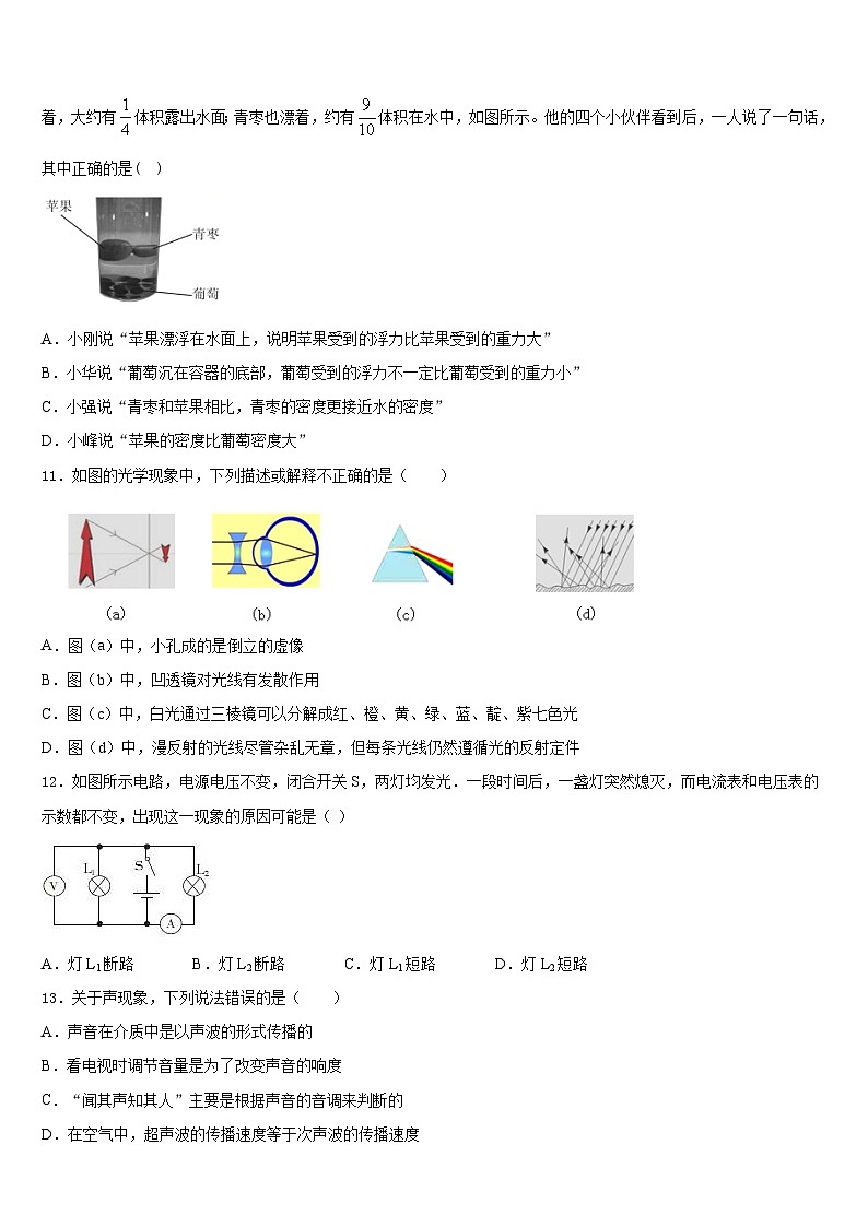 2023-2024学年山西省阳泉市城区八上物理期末质量检测模拟试题含答案03