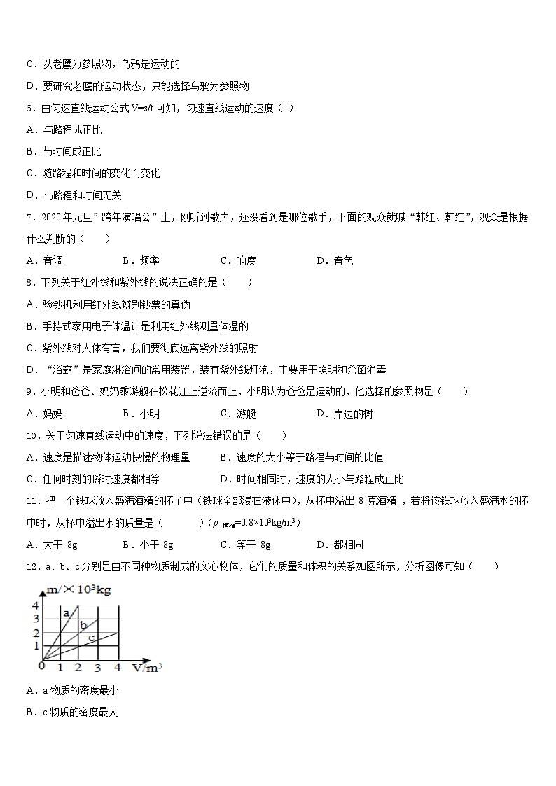 2023-2024学年山西省高平市特立中学八年级物理第一学期期末调研模拟试题含答案02