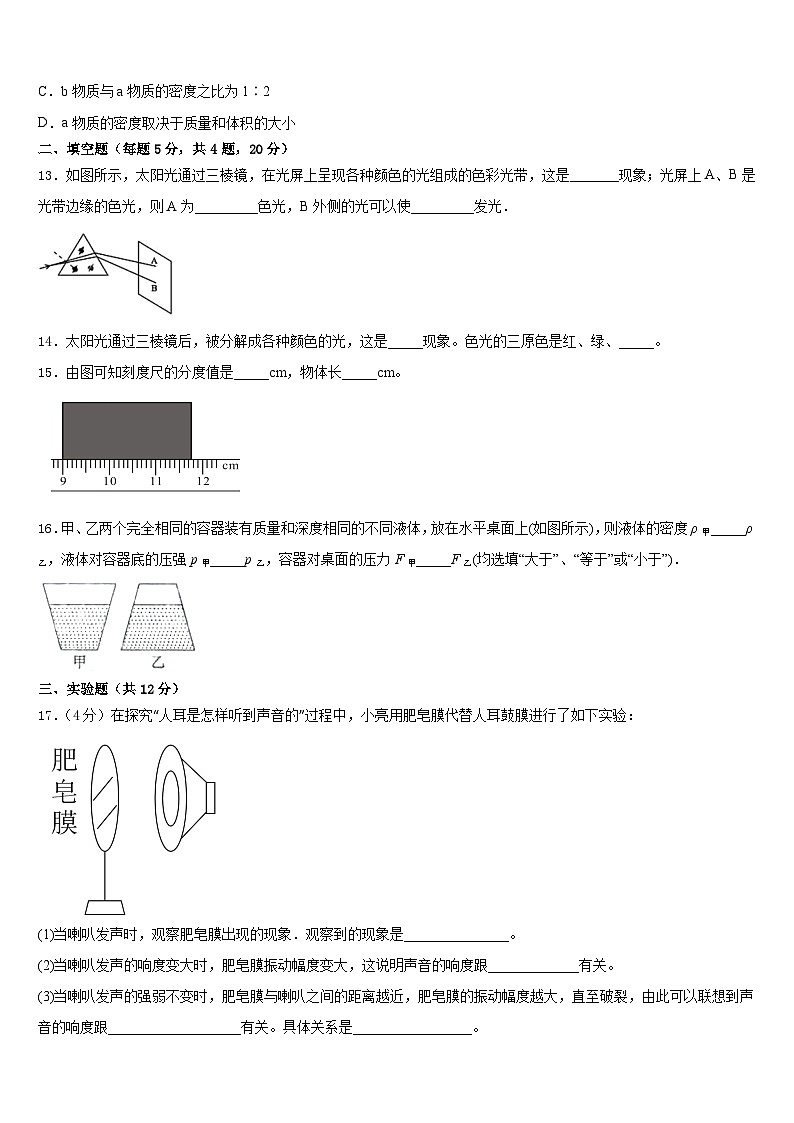 2023-2024学年山西省高平市特立中学八年级物理第一学期期末调研模拟试题含答案03