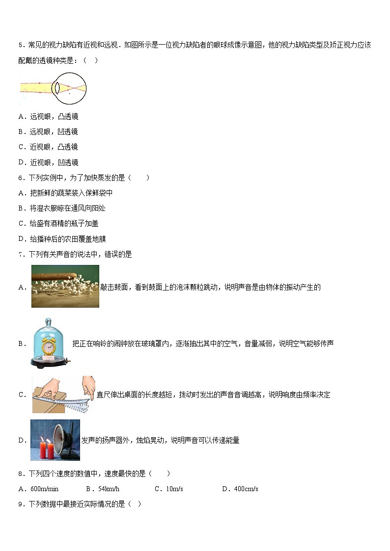 2023-2024学年广东省惠州博罗县联考八上物理期末复习检测试题含答案第2页