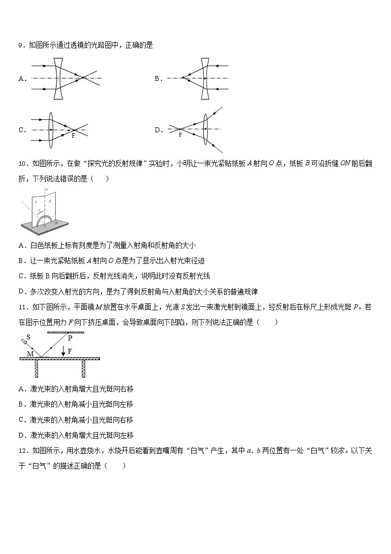 2023-2024学年广东省揭阳产业园实验中学物理八年级第一学期期末复习检测试题含答案第3页