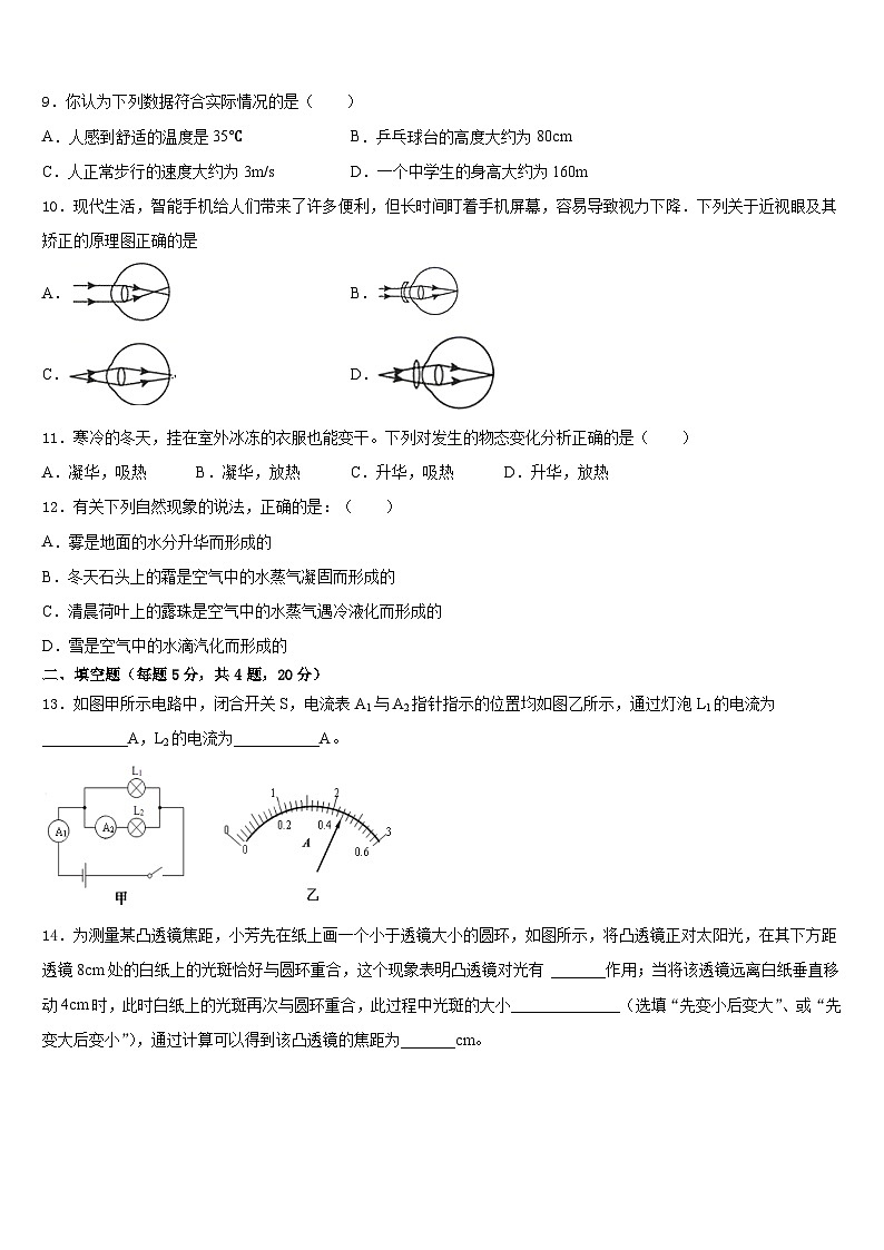 2023-2024学年广东省梅州市梅江区伯聪学校物理八上期末质量跟踪监视模拟试题含答案第3页