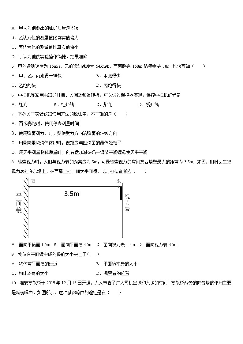 2023-2024学年广东省汕头市潮南区陈店明德学校物理八上期末统考试题含答案02