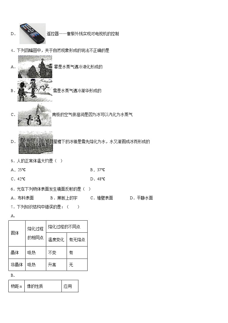 2023-2024学年广东省河口中学八年级物理第一学期期末监测模拟试题含答案第2页