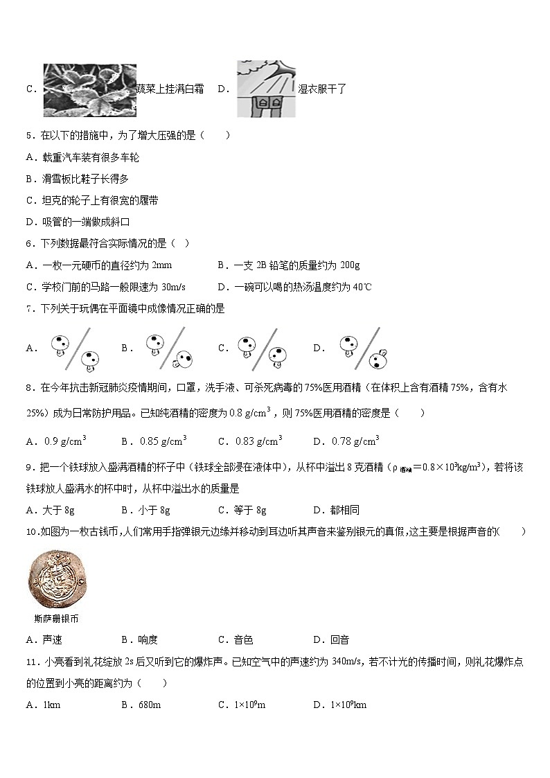 2023-2024学年广东省汕尾市海丰县八年级物理第一学期期末统考试题含答案第2页