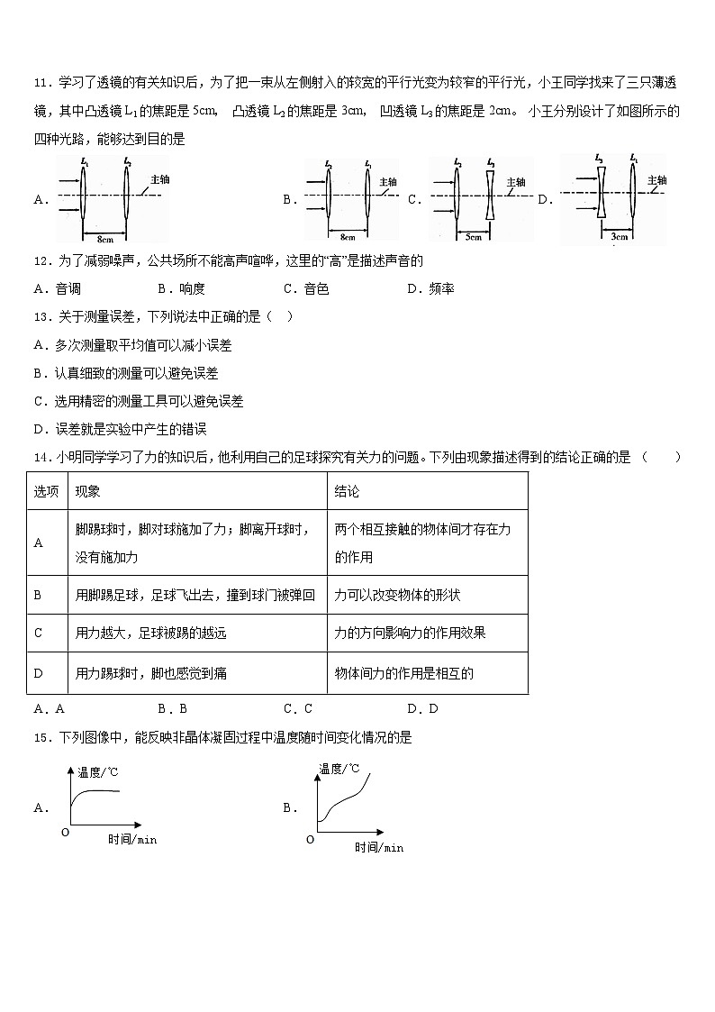 2023-2024学年广东省深圳市宝山区物理八上期末综合测试试题含答案03
