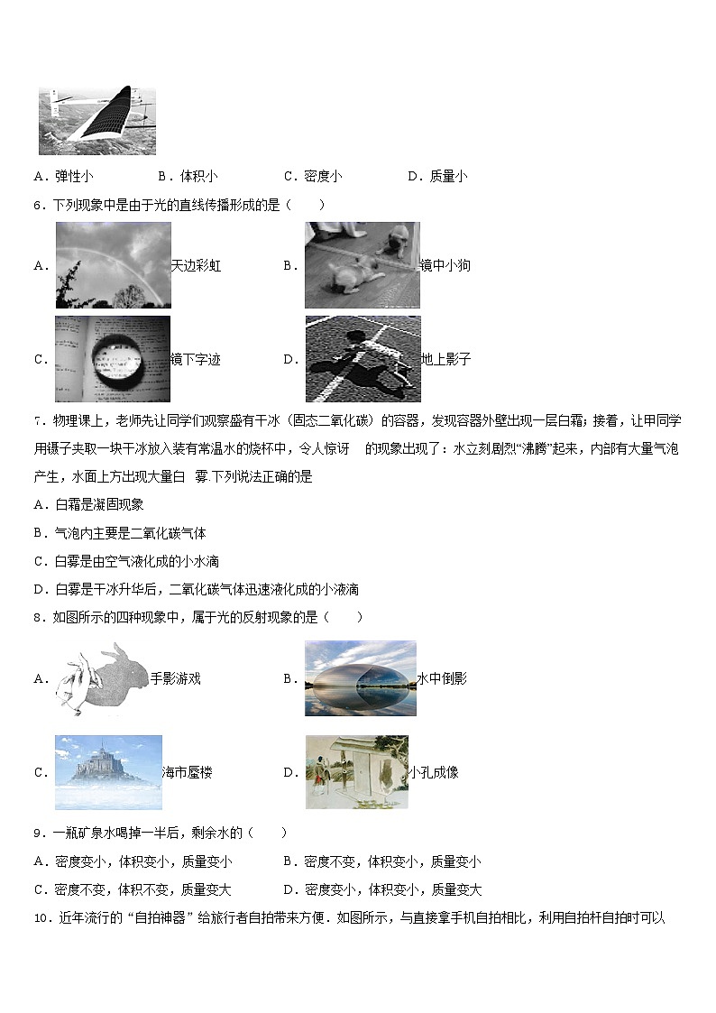 2023-2024学年广东省深圳市龙岗实验中学八上物理期末联考试题含答案02