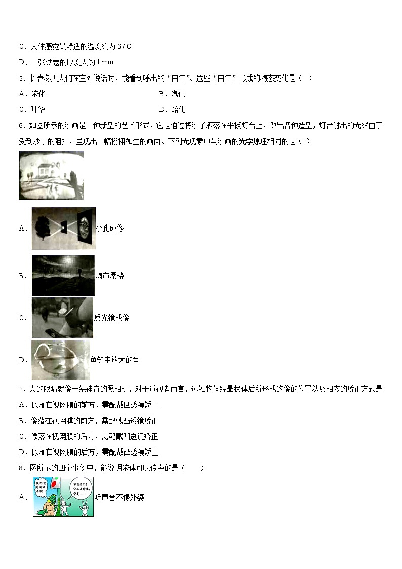 2023-2024学年广东省阳江市教育局教研究室物理八上期末质量跟踪监视模拟试题含答案02