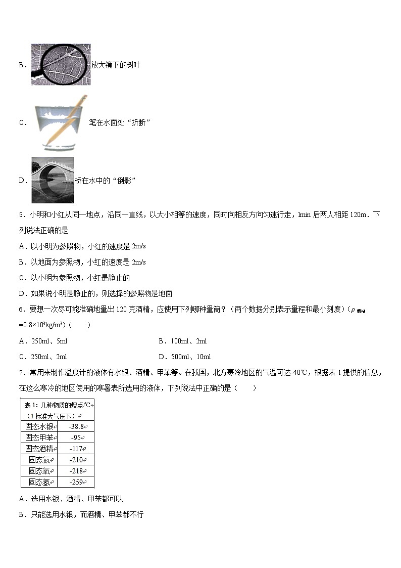 2023-2024学年广西北海市合浦县物理八上期末统考试题含答案02
