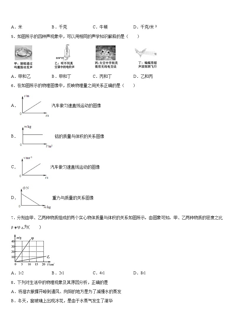 2023-2024学年广西北流、陆川、容县八上物理期末经典试题含答案02