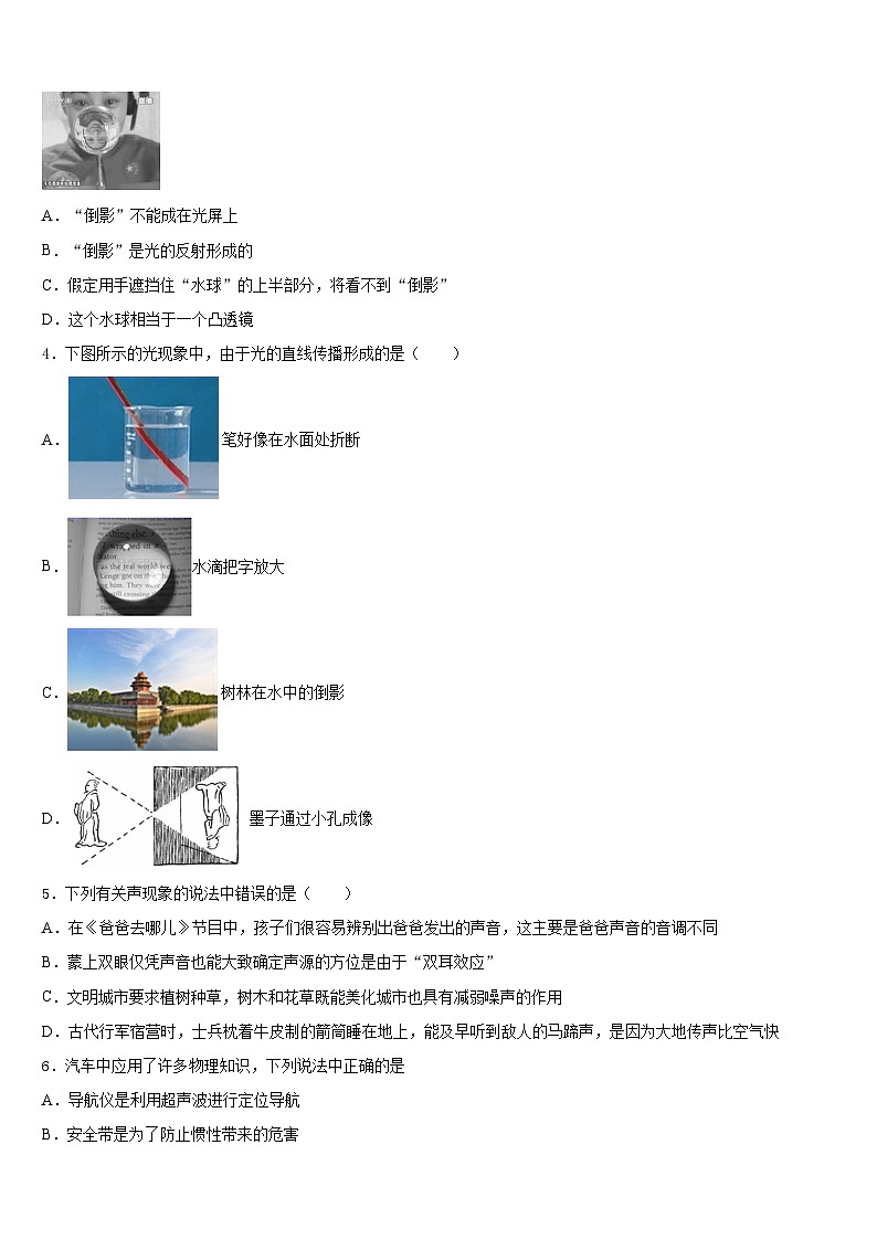 甘肃省陇南市第五中学2023-2024学年八年级物理第一学期期末质量检测试题含答案第2页