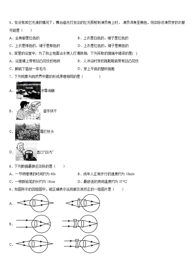 2023-2024学年广西防城港市上思县物理八年级第一学期期末监测模拟试题含答案第2页