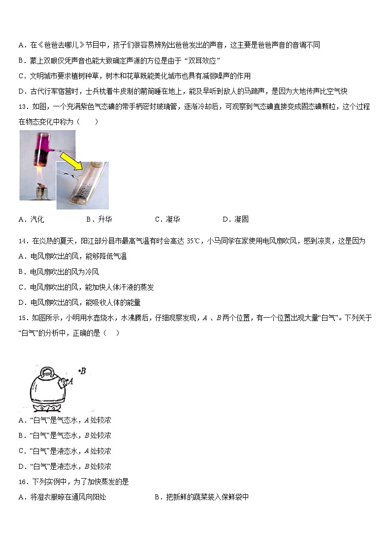 2023-2024学年广西玉林玉州区七校联考物理八年级第一学期期末监测模拟试题含答案第3页