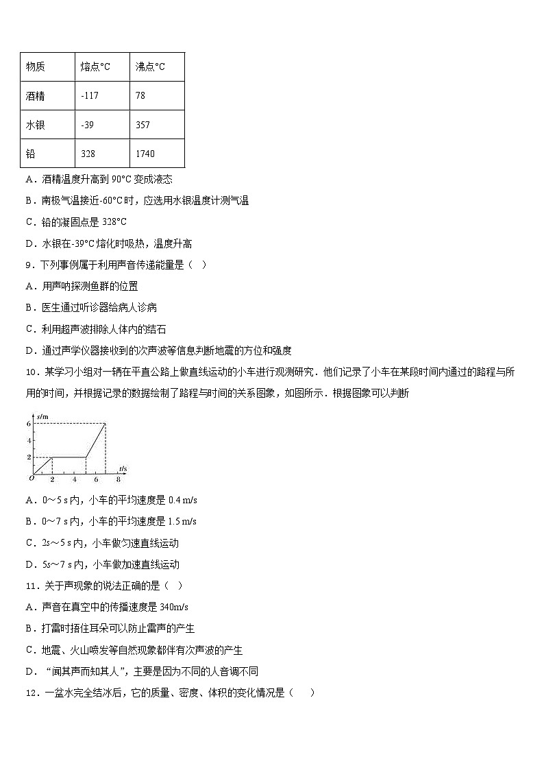2023-2024学年揭阳市榕城区八上物理期末联考模拟试题含答案03