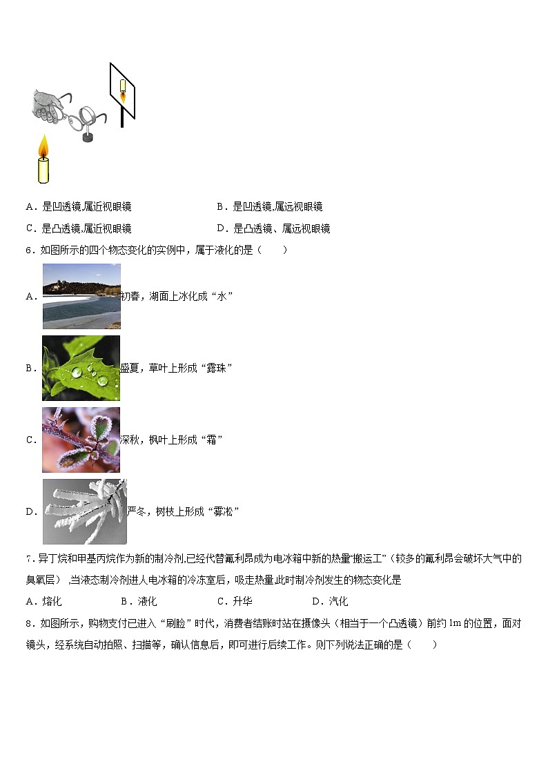 2023-2024学年江苏南京建邺区五校联考八上物理期末达标测试试题含答案02