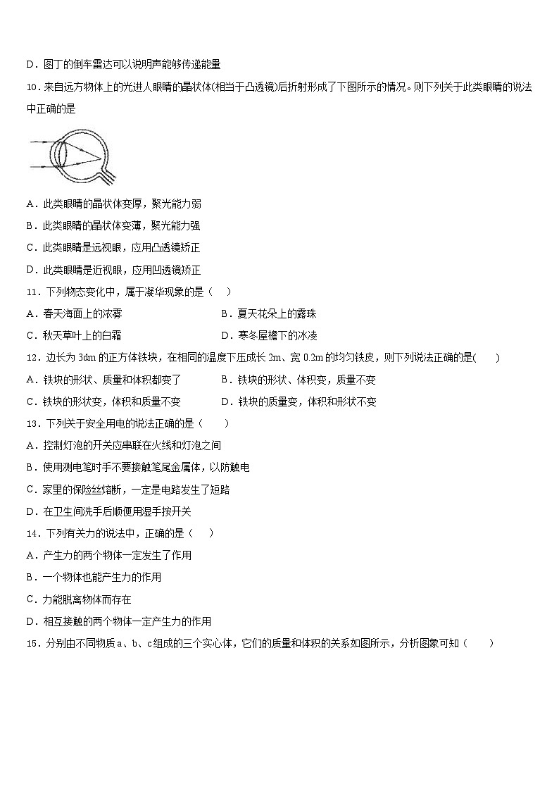 2023-2024学年林芝八年级物理第一学期期末综合测试试题含答案第3页