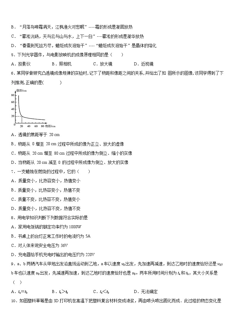 2023-2024学年汕头市金平区物理八上期末复习检测模拟试题含答案02
