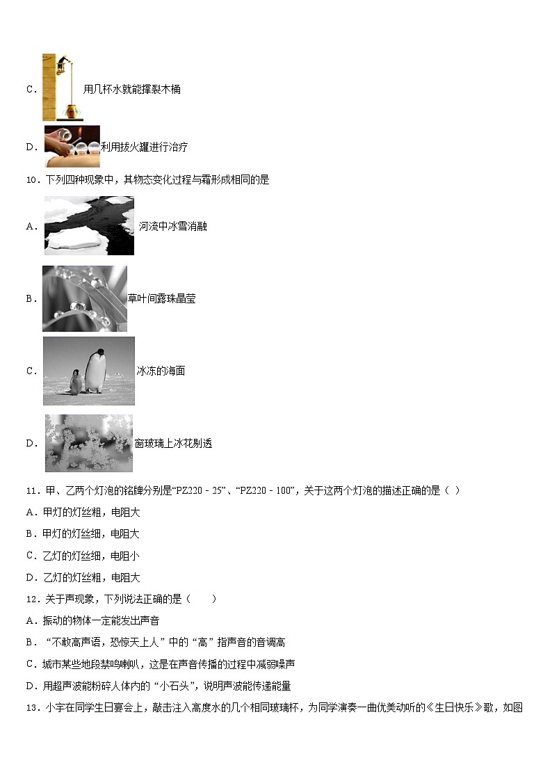 2023-2024学年枣庄市重点中学物理八上期末学业质量监测模拟试题含答案03